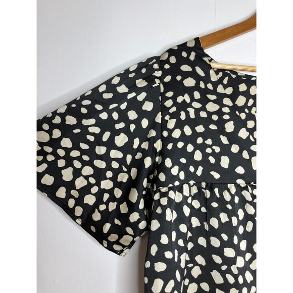 LOFT Black Beige Blouse Low Back Detail Women's Large - Picture 7 of 11